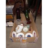 An art glass vase and other glassware etc including an Aynsley dish, Spilsby pottery vase,