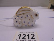 A small Royal Crown Derby rabbit with gold stopper.