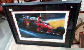 A large framed print 'The art of speed' 1997 F1 Ferrari Michael Schumacher limited edition 58/500