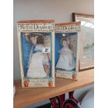 2 Royal Doulton boxed Kate Greenaway dolls, big sister DN18 and small sister DN19