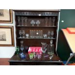 A boxed French crystal glasses and 3 shelves of glassware etc COLLECT ONLY