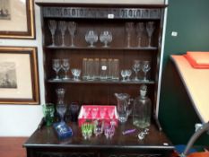 A boxed French crystal glasses and 3 shelves of glassware etc COLLECT ONLY