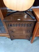 A 3 drawer dark wood cabinet COLLECT ONLY