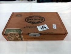 A vintage partages Havana cigar box and contents