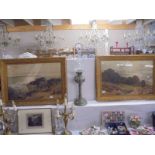 A pair of framed and glazed pictures signed and dated 1908. COLLECT ONLY.
