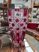 A Ruby and clear cut glass vase