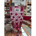 A Ruby and clear cut glass vase