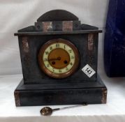 An Edwardian black slate mantle clock COLLECT ONLY