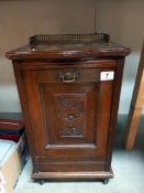 An Edwardian oak coal purdonium with classical brass galley, height 55cm - COLLECT ONLY