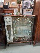 A retro 1950's display cabinet with integral working Smiths clock COLLECT ONLY