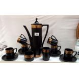 A Port Meirion black coffee set by Susan Williams-Ellis