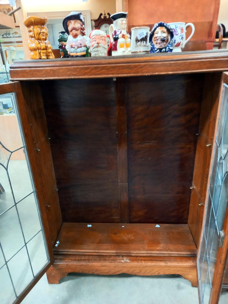 1930's oak display cabinet with leaded glass doors COLLECT ONLY - Image 2 of 5