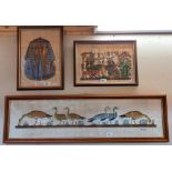 3 Egyptian watercolours on papyrus COLLECT ONLY