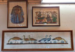 3 Egyptian watercolours on papyrus COLLECT ONLY