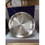 A large boxed Selanger pewter round tray
