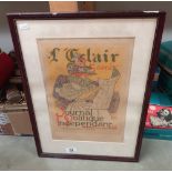 A framed and glazed French Advertising poster L'eclair 5 cent