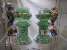 Two pairs of early 20th century glass vases.