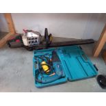 A Spear and Jackson petrol hedge trimmer and a Makita electric drill