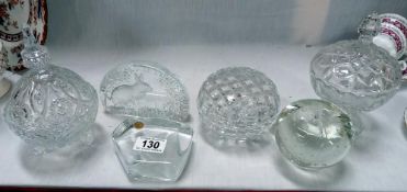 French crystal glass paperweight and other glassware
