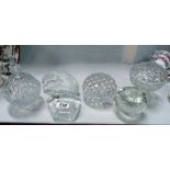 French crystal glass paperweight and other glassware