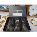 A boxed set of six Royal Doulton Dorchester style crystal tumblers.