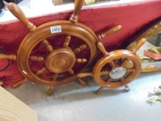 A 39 cm diameter ship's wheel and a 28cm diameter ship's wheel, COLLECT ONLY.