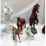 A quantity of horse ornaments including Beswick rearing horse, 1 a/f