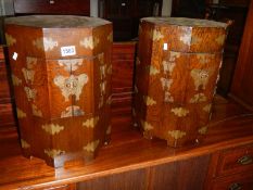 A pair of oriental bedside cabinets, COLLECT ONLY.