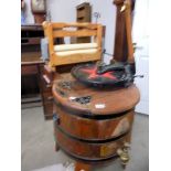 An unusual early 20th century (1918) coopered washing machine with mangle, in working order, COLLECT
