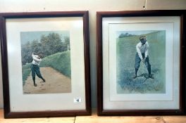2 framed and glazed golfing prints by AB Frost 46cm x 55cm COLLECT ONLY