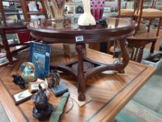 A glass top mahogany coffee table diameter 80cm, height 56cm COLLECT ONLY