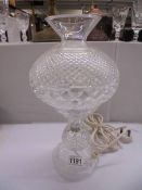 An art deco heavy cut glass table lamp. COLLECT ONLY.