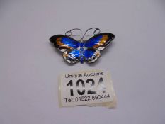 A sterling silver and enamel butterfly brooch by David Anderson, Norway.