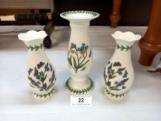 3 boxed Port Meirion vases/candlesticks
