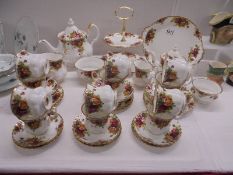 Approximately 38 pieces of Royal Albert Old Country Roses tea and coffee ware. COLLECT ONLY.
