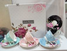 London Boutique gift boxed set of 4 Tea Cups and Saucers for Afternoon (Tea new in box)