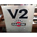 A vintage V2 vodka martini metal sign 61cm x 61cm COLLECT ONLY