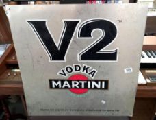 A vintage V2 vodka martini metal sign 61cm x 61cm COLLECT ONLY