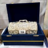A cased ornate silver plated jewellery casket hand made in Jordan (middle East)
