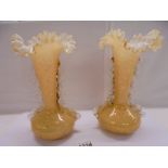 A pair of antique gilt fleck glass vases, 24 cm. No cracks or chips.