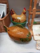A large lidded chicken egg holder and a large lidded fish dish marked KIL00401 COLLECT ONLY