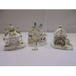 Three Coalport cottage pastille burners, all in good condition.
