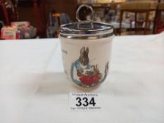 A large Wedgwood egg coddler depicting peter Rabbit characters
