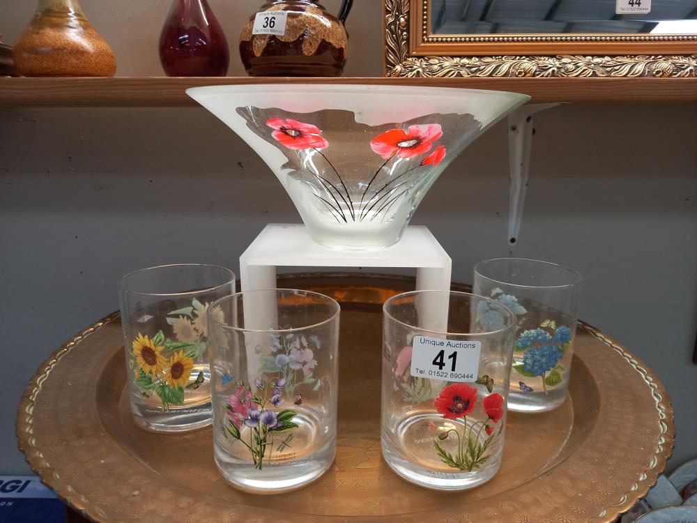 A quantity of decorative glasses, bowl, vase and a cat carafe and tumbler - Image 2 of 7