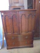 A period oak two door, two drawer cupboard, COLLECT ONLY.