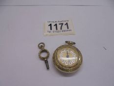 An Eppler ladies 17 rubies fob watch with key.