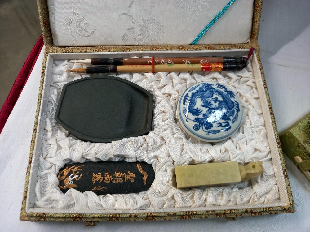 A calligraphy set, Chinese boxes and other collectable items - Image 2 of 6