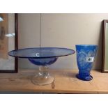 A large blue bowl and an overlaid blue vase. COLLECT ONLY