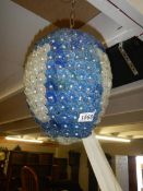 An unusual blue and white glass hall light, COLLECT ONLY.