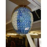 An unusual blue and white glass hall light, COLLECT ONLY.